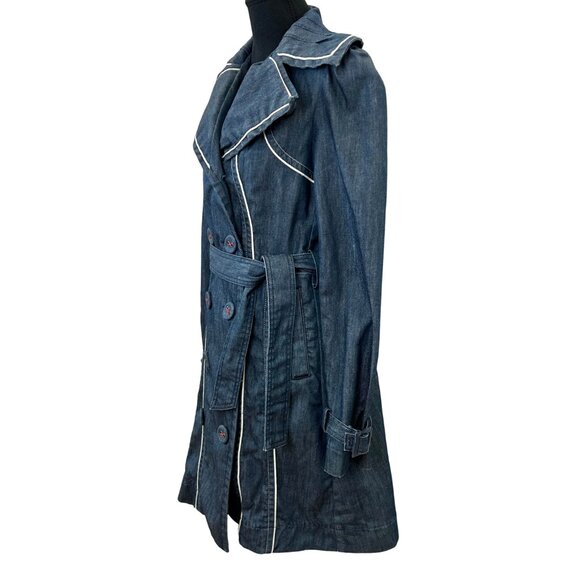 VINTAGE 90s-Y2K Guess Denim Trench Coat Jacket - Picture 4 of 14